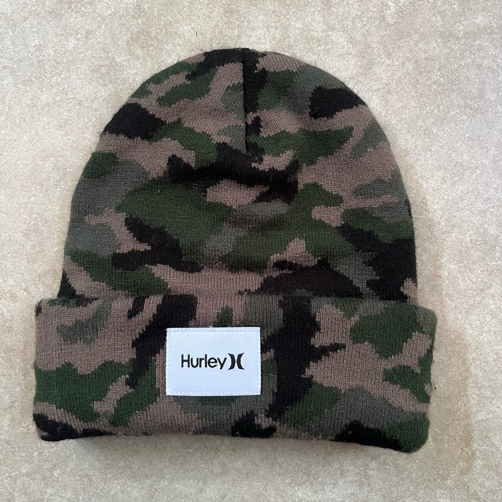 Hurley Men's Seaward Beanie -  Green/Brown Camouflage